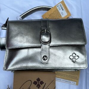 Patricia Nash Amara Top Handle Leather Crossbody Antique Platinum